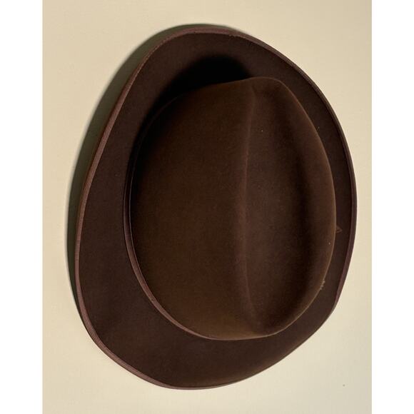 Vintage Dobbs Mens Brown Wool Felt Black Feather Fedora Hat 7 1/4 - Picture 16 of 16